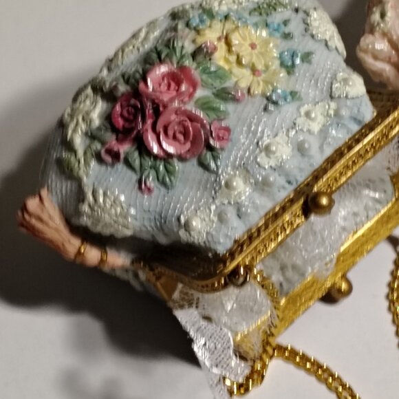 Lilian Vernon Victorian Ornaments Decor Lace Handbag Purse Couture Vanity Set - Picture 5 of 9